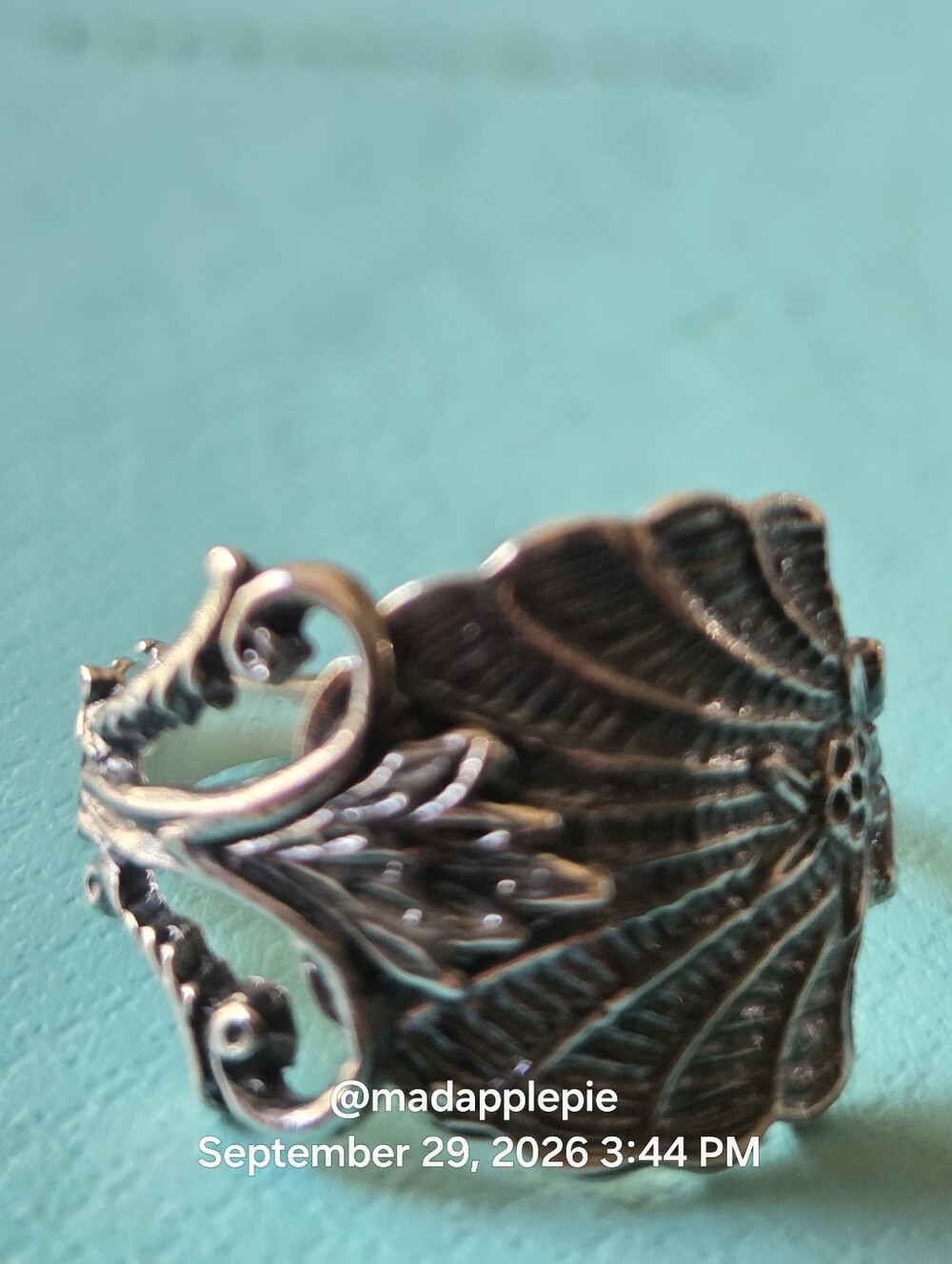 Sterling Silver Leaf Filigree Fleur-de-lis Spoon Ring Sterling Silver #142